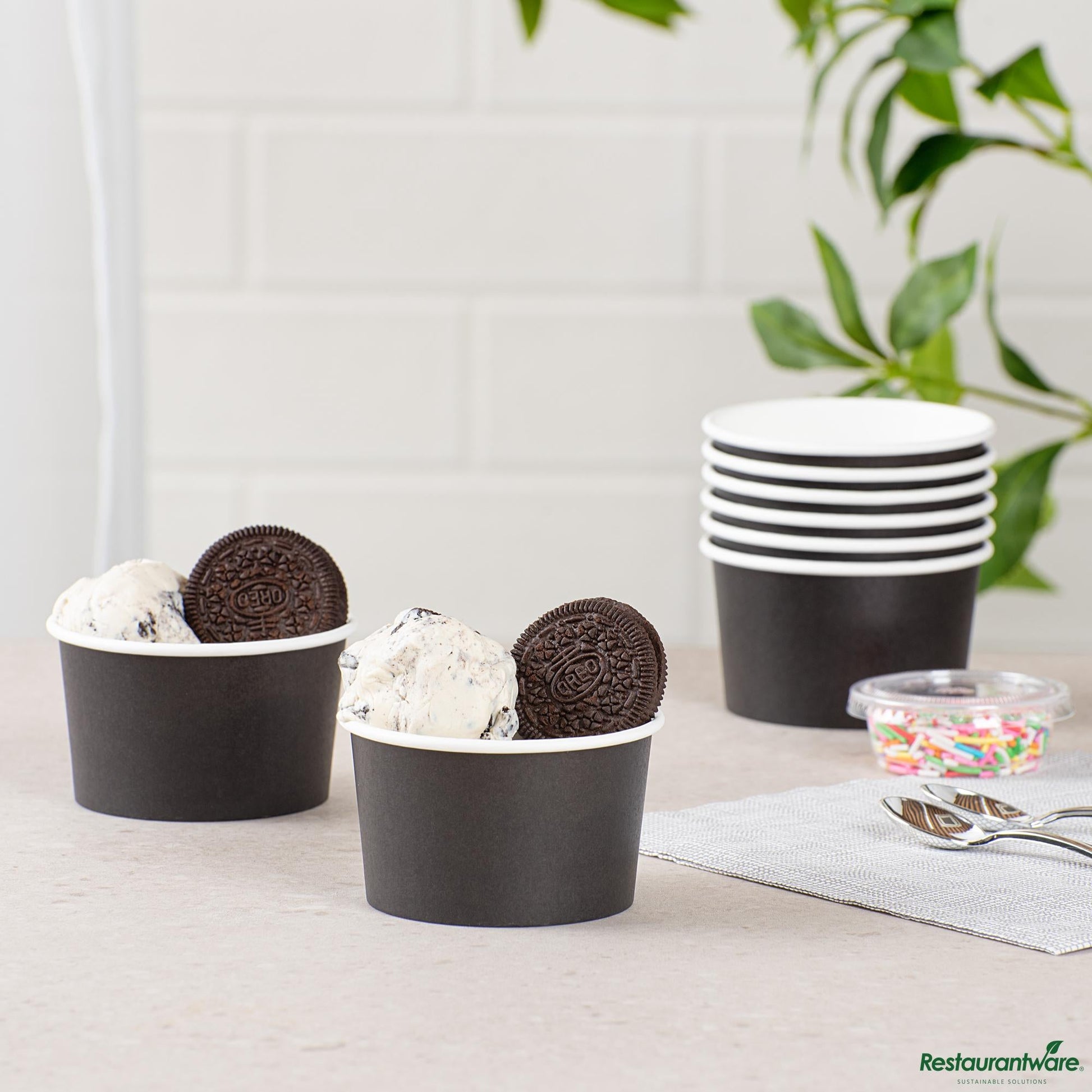 Wholesale Restaurantware Coppetta 5 Oz Round Black Paper to Go Cup - 3 1/4" X 3 1/4" X 2"- Bulk