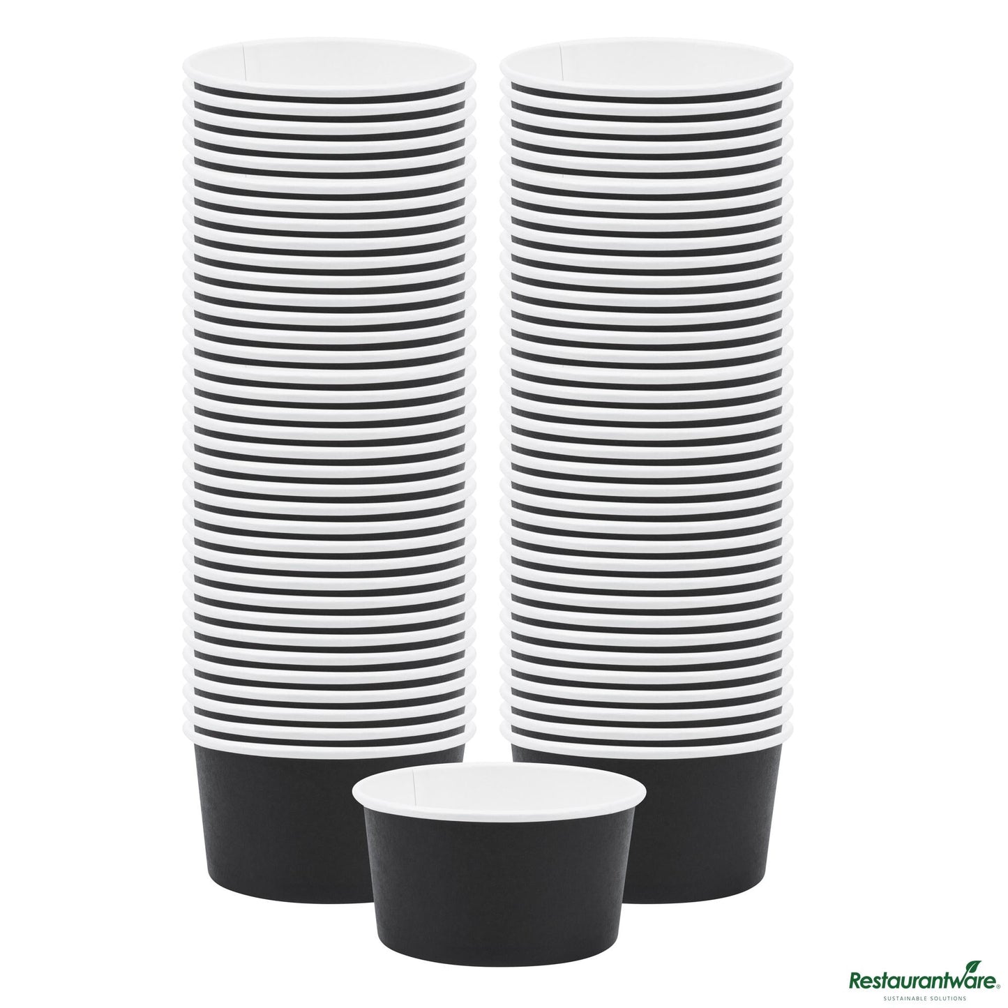 Wholesale Restaurantware Coppetta 8 Oz Round Black Paper to Go Cup - 3 3/4" X 3 3/4" X 2 1/4"- Bulk