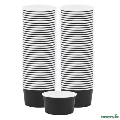 Wholesale Restaurantware Coppetta 8 Oz Round Black Paper to Go Cup - 3 3/4" X 3 3/4" X 2 1/4"- Bulk