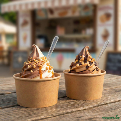 Wholesale Restaurantware 8 Oz Round Kraft Paper to Go Cup - 3.7" X 3.7" X 2.2"- Bulk