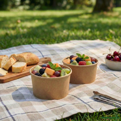 Wholesale Restaurantware 8 Oz Round Kraft Paper to Go Cup - 3.7" X 3.7" X 2.2"- Bulk