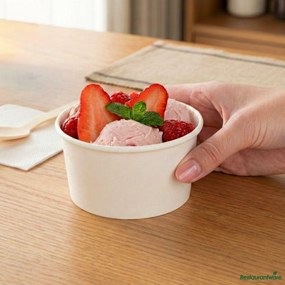 Wholesale Restaurantware Coppetta 8 Oz Round White Paper to Go Cup - 3 3/4" X 3 3/4" X 2 1/4"- Bulk