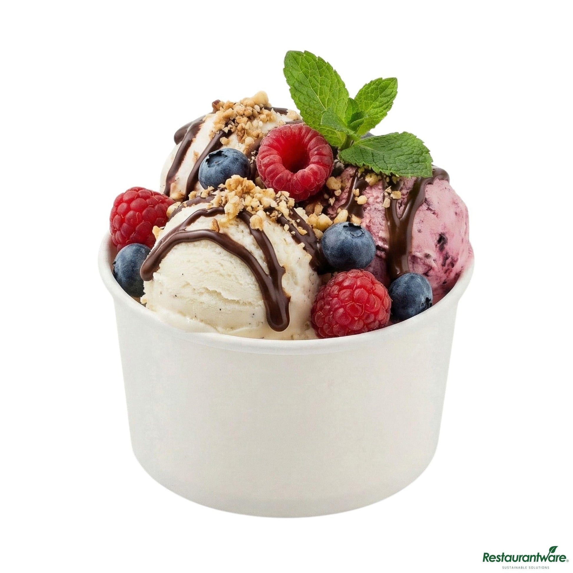 Wholesale Restaurantware Coppetta 8 Oz Round White Paper to Go Cup - 3 3/4" X 3 3/4" X 2 1/4"- Bulk