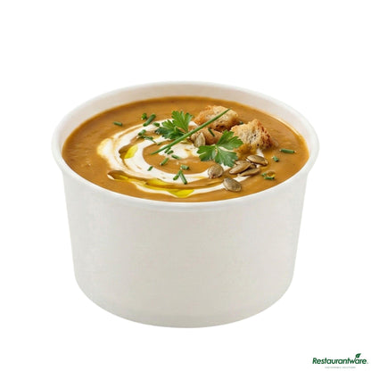 Wholesale Restaurantware Coppetta 8 Oz Round White Paper to Go Cup - 3 3/4" X 3 3/4" X 2 1/4"- Bulk