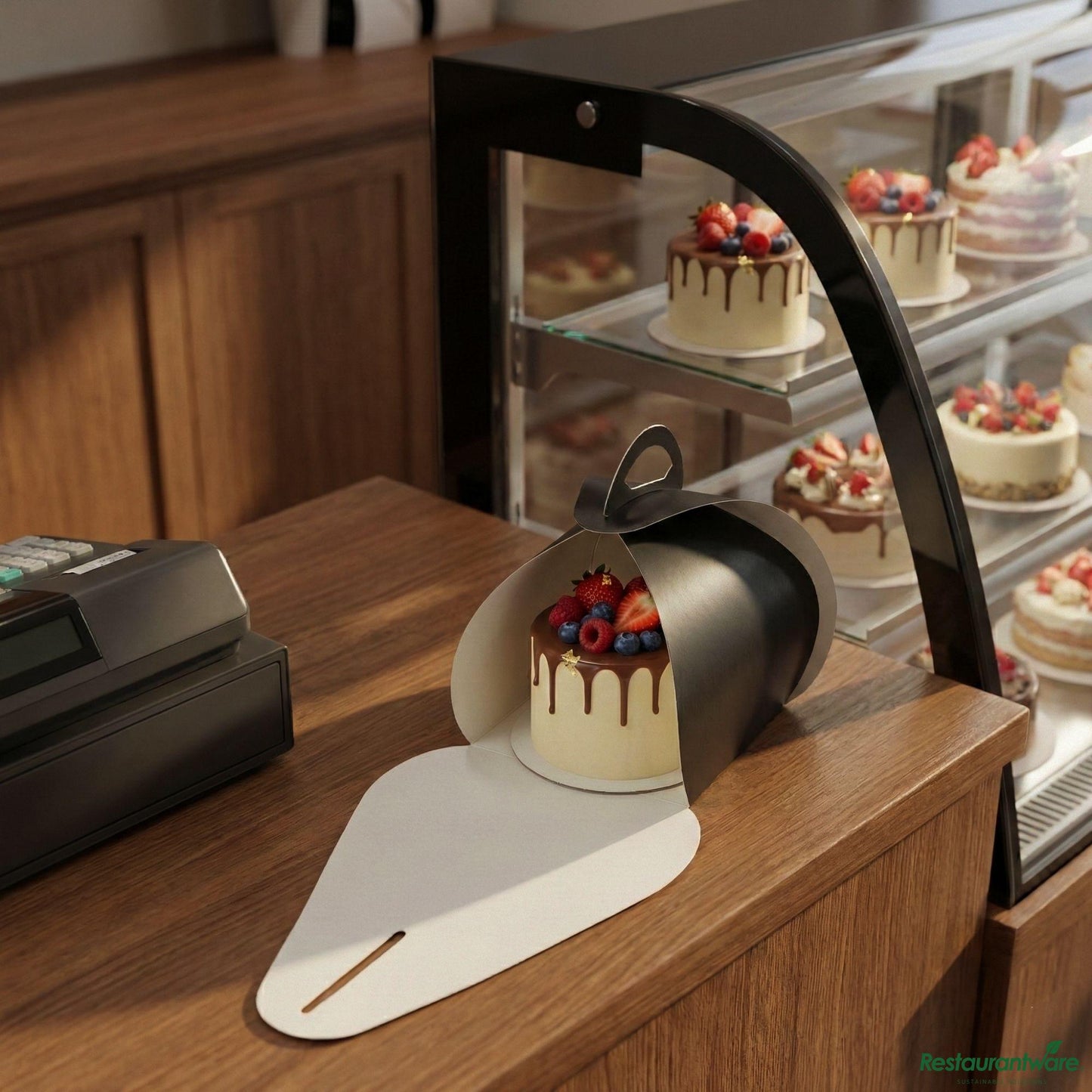 Wholesale Restaurantware Ingenero Black Paper Small Lunch and Cake Box - 6 1/2" X 6 1/2" X 6 1/2"- Bulk