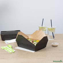 Wholesale Restaurantware Bio Tek 49 Oz Rectangle Black Paper #2 Bio Box Take Out Container - 8 1/2" X 6 1/4" X 2"- Bulk