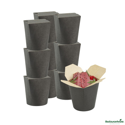 Wholesale Restaurantware Bio Tek 16 Oz Round Black Paper Noodle Take Out Container - 3 1/4" X 3" X 4"- Bulk