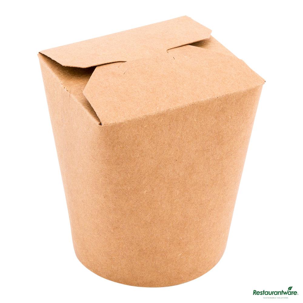 Wholesale Restaurantware Bio Tek 16 Oz Round Kraft Paper Noodle Take Out Container - 3 1/4" X 3" X 4"- Bulk