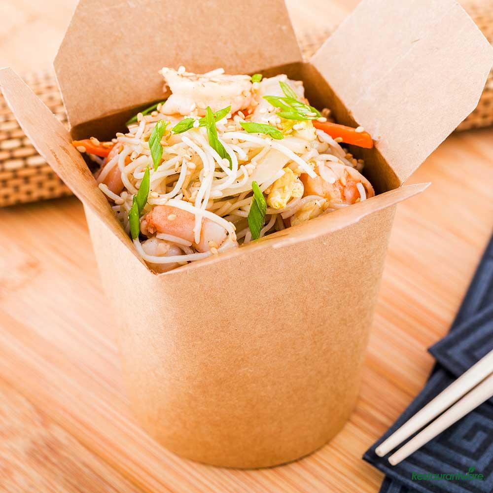 Wholesale Restaurantware Bio Tek 16 Oz Round Kraft Paper Noodle Take Out Container - 3 1/4" X 3" X 4"- Bulk