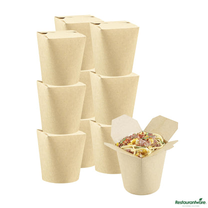 Wholesale Restaurantware Bio Tek 16 Oz Round Kraft Paper Noodle Take Out Container - 3 1/4" X 3" X 4"- Bulk