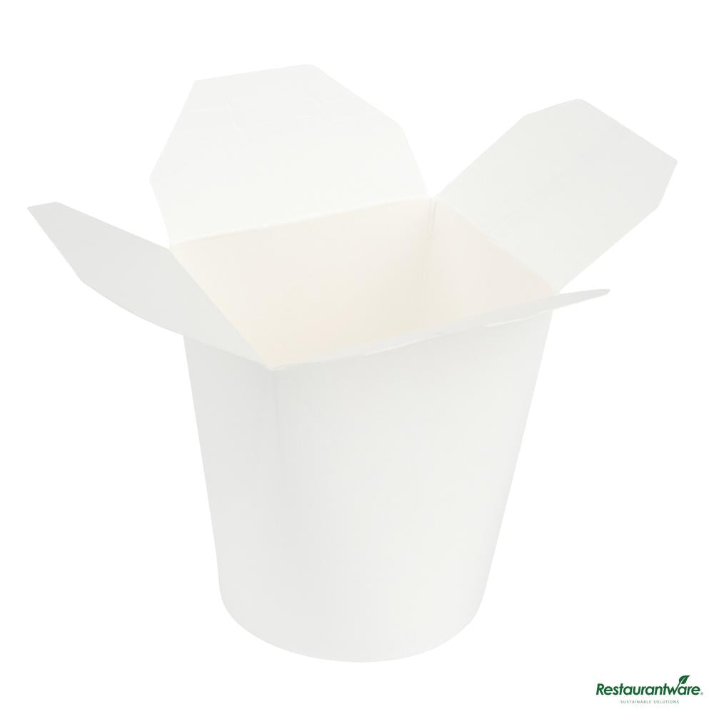Wholesale Restaurantware Bio Tek 16 Oz Round White Paper Noodle Take Out Container - 3 1/4" X 3" X 4"- Bulk