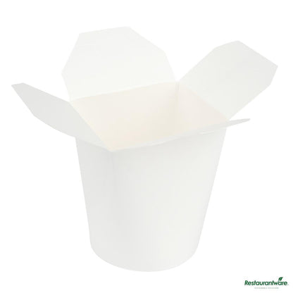 Wholesale Restaurantware Bio Tek 16 Oz Round White Paper Noodle Take Out Container - 3 1/4" X 3" X 4"- Bulk