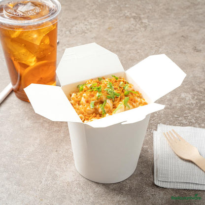 Wholesale Restaurantware Bio Tek 16 Oz Round White Paper Noodle Take Out Container - 3 1/4" X 3" X 4"- Bulk