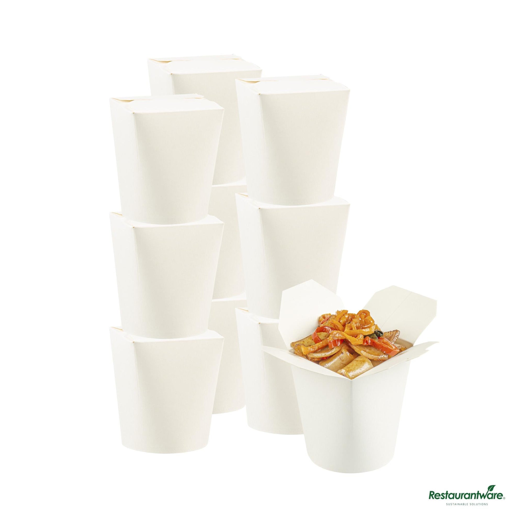 Wholesale Restaurantware Bio Tek 16 Oz Round White Paper Noodle Take Out Container - 3 1/4" X 3" X 4"- Bulk