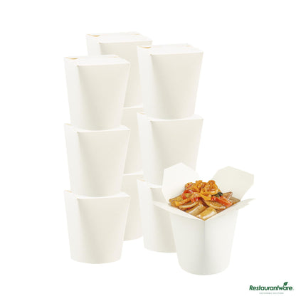 Wholesale Restaurantware Bio Tek 16 Oz Round White Paper Noodle Take Out Container - 3 1/4" X 3" X 4"- Bulk