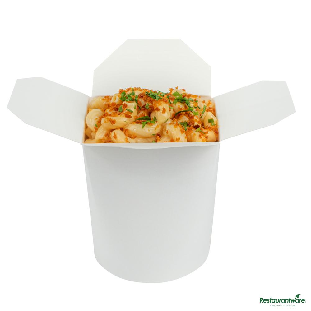 Wholesale Restaurantware Bio Tek 16 Oz Round White Paper Noodle Take Out Container - 3 1/4" X 3" X 4"- Bulk