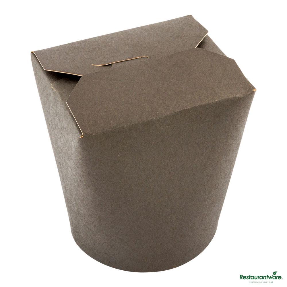 Wholesale Restaurantware Bio Tek 32 Oz Round Black Paper Noodle Take Out Container - 4" X 3 1/2" X 4 1/2"- Bulk