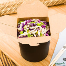 Wholesale Restaurantware Bio Tek 32 Oz Round Black Paper Noodle Take Out Container - 4" X 3 1/2" X 4 1/2"- Bulk