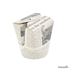 Wholesale Restaurantware Bio Tek 32 Oz Round Newsprint Paper Noodle Take Out Container - 4" X 3 1/2" X 4 1/2"- Bulk