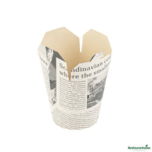 Wholesale Restaurantware Bio Tek 32 Oz Round Newsprint Paper Noodle Take Out Container - 4" X 3 1/2" X 4 1/2"- Bulk