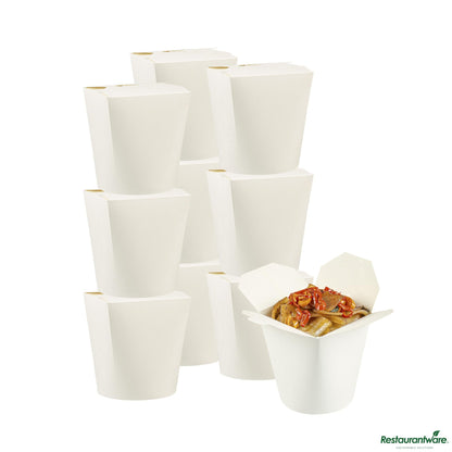 Wholesale Restaurantware 32 Oz Round White Paper Noodle Take Out Container - 4.0" X 3.5" X 4.5"- Bulk