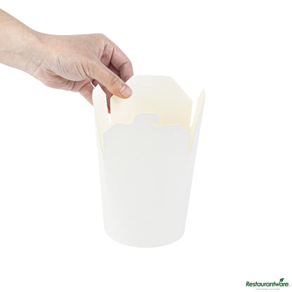 Wholesale Restaurantware 32 Oz Round White Paper Noodle Take Out Container - 4.0" X 3.5" X 4.5"- Bulk