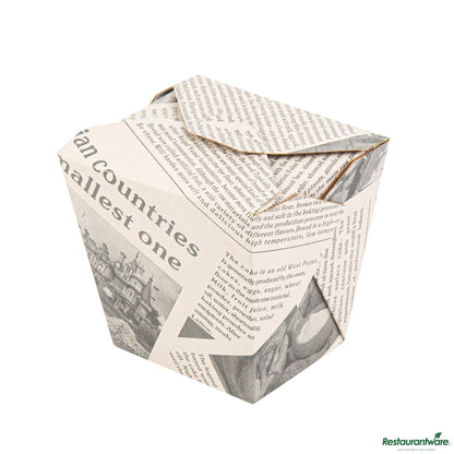 Wholesale Restaurantware Bio Tek 26 Oz Square Newsprint Paper Noodle Take Out Container - 4" X 3 1/2" X 4"- Bulk
