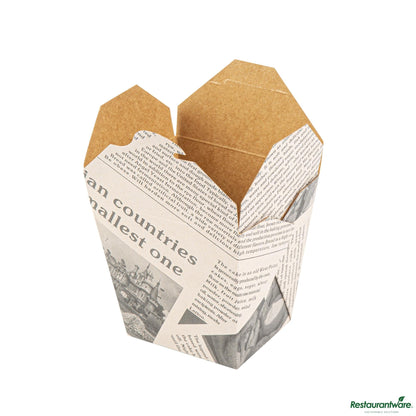 Wholesale Restaurantware Bio Tek 26 Oz Square Newsprint Paper Noodle Take Out Container - 4" X 3 1/2" X 4"- Bulk