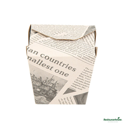 Wholesale Restaurantware Bio Tek 26 Oz Square Newsprint Paper Noodle Take Out Container - 4" X 3 1/2" X 4"- Bulk