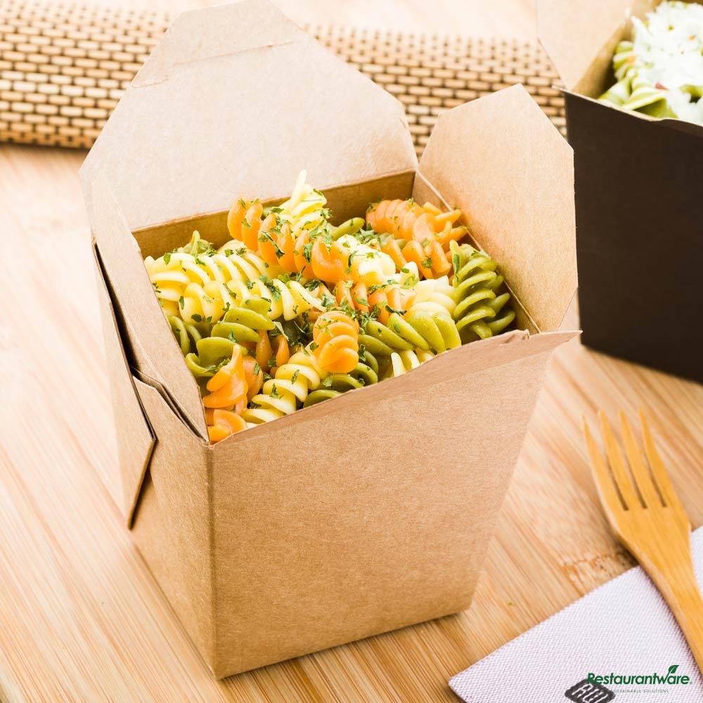 Wholesale Restaurantware Bio Tek 26 Oz Square Kraft Paper Noodle Take Out Container - 4" X 3 1/2" X 4"- Bulk