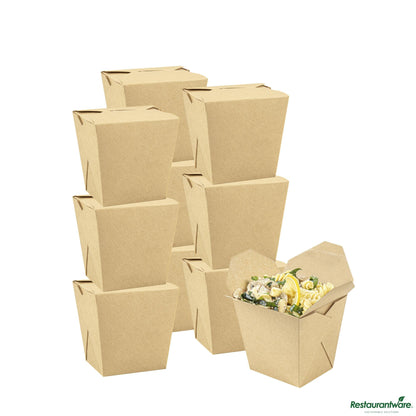 Wholesale Restaurantware Bio Tek 26 Oz Square Kraft Paper Noodle Take Out Container - 4" X 3 1/2" X 4"- Bulk
