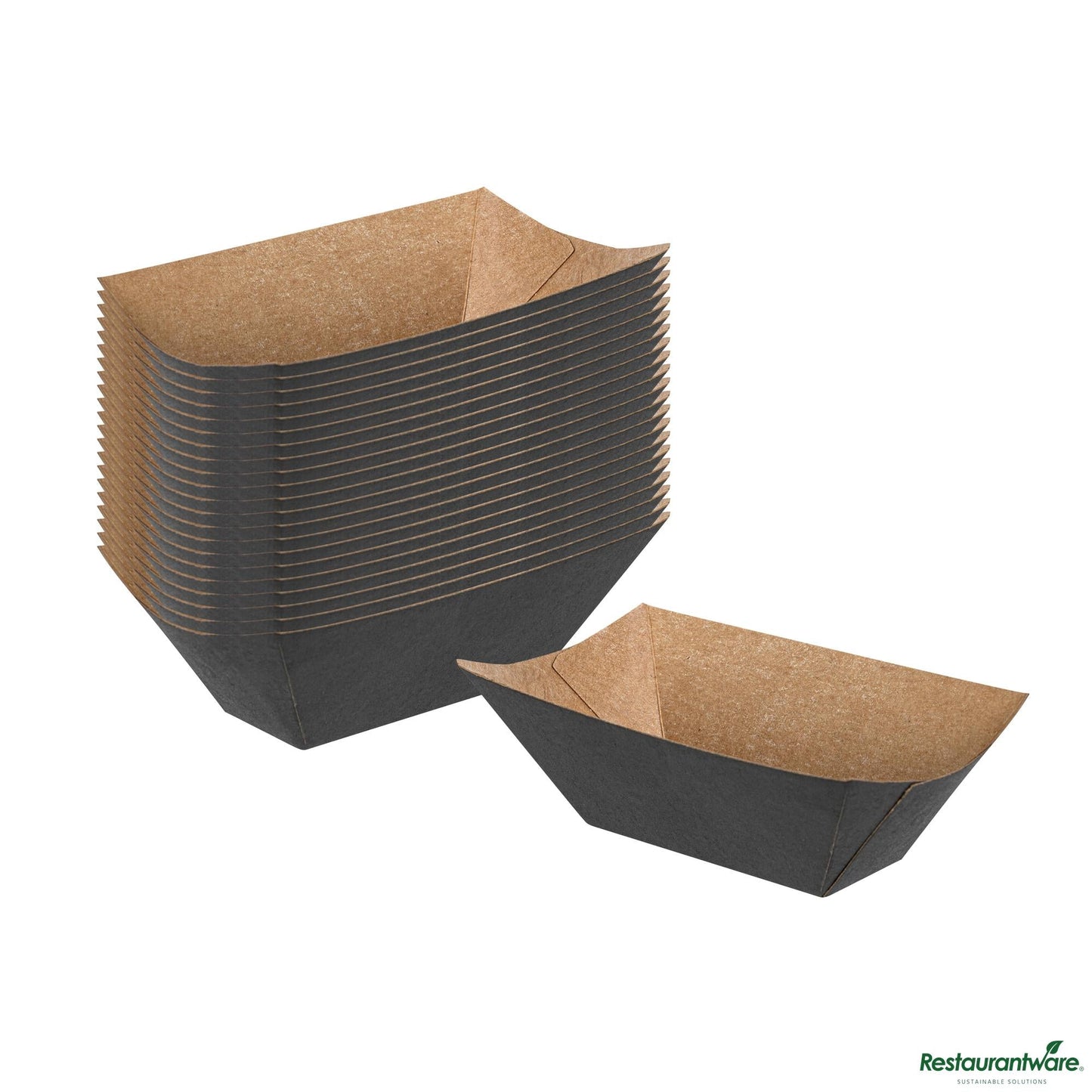 Wholesale Restaurantware Bio Tek 2 Oz Black Paper Boat - 2" X 3/4" X 1 1/4"- Bulk
