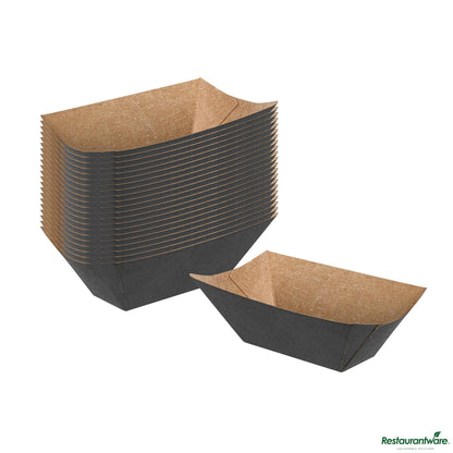 Wholesale Restaurantware Bio Tek 2 Oz Black Paper Boat - 2" X 3/4" X 1 1/4"- Bulk