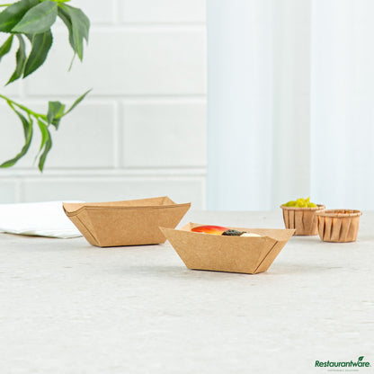 Wholesale Restaurantware Bio Tek 2 Oz Kraft Paper Boat - 2" X 3/4" X 1 1/4"- Bulk