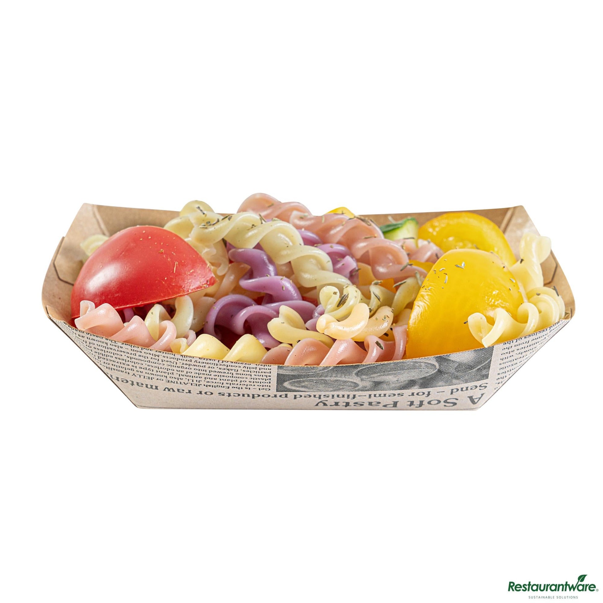 Wholesale Restaurantware Bio Tek 4 Oz Newsprint Paper #25 Boat - 3" X 2" X 1"- Bulk