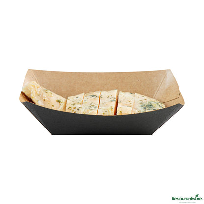 Wholesale Restaurantware Bio Tek 6 Oz Black Paper #40 Boat - 3 1/4" X 2" X 1 1/2"- Bulk