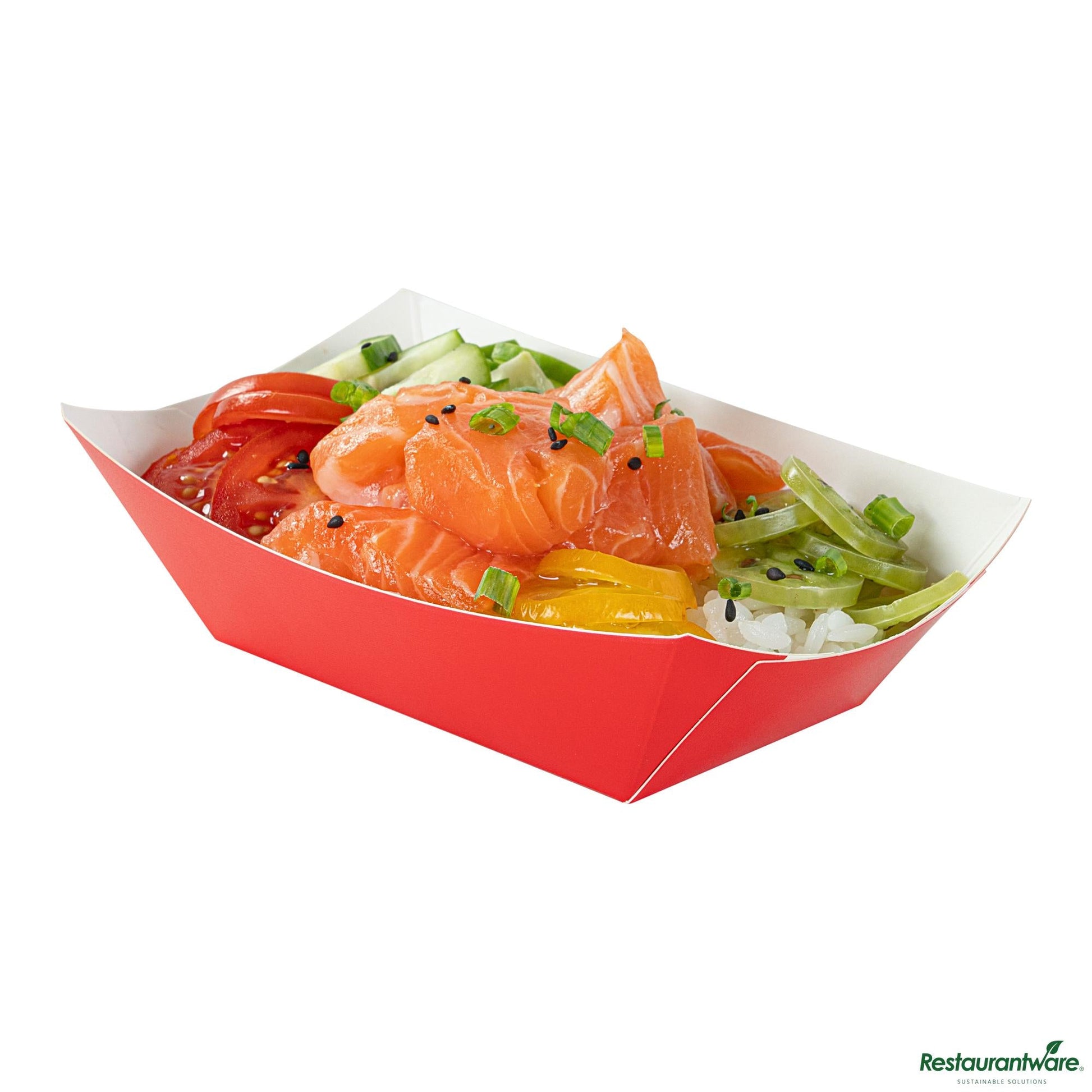 Wholesale Restaurantware Bio Tek 6 Oz Red Paper #40 Boat - 3 1/4" X 2" X 1 1/2"- Bulk