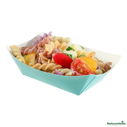 Restaurantware Bio Tek 6 Oz Turquoise Paper #40 Boat - 3 1/4" X 2" X 1 1/2"