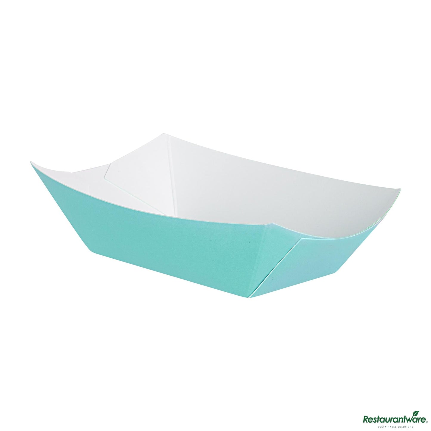 Restaurantware Bio Tek 6 Oz Turquoise Paper #40 Boat - 3 1/4" X 2" X 1 1/2"