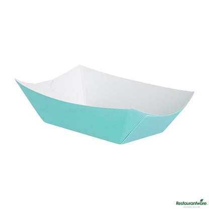 Restaurantware Bio Tek 6 Oz Turquoise Paper #40 Boat - 3 1/4" X 2" X 1 1/2"
