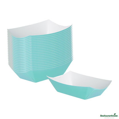 Restaurantware Bio Tek 6 Oz Turquoise Paper #40 Boat - 3 1/4" X 2" X 1 1/2"