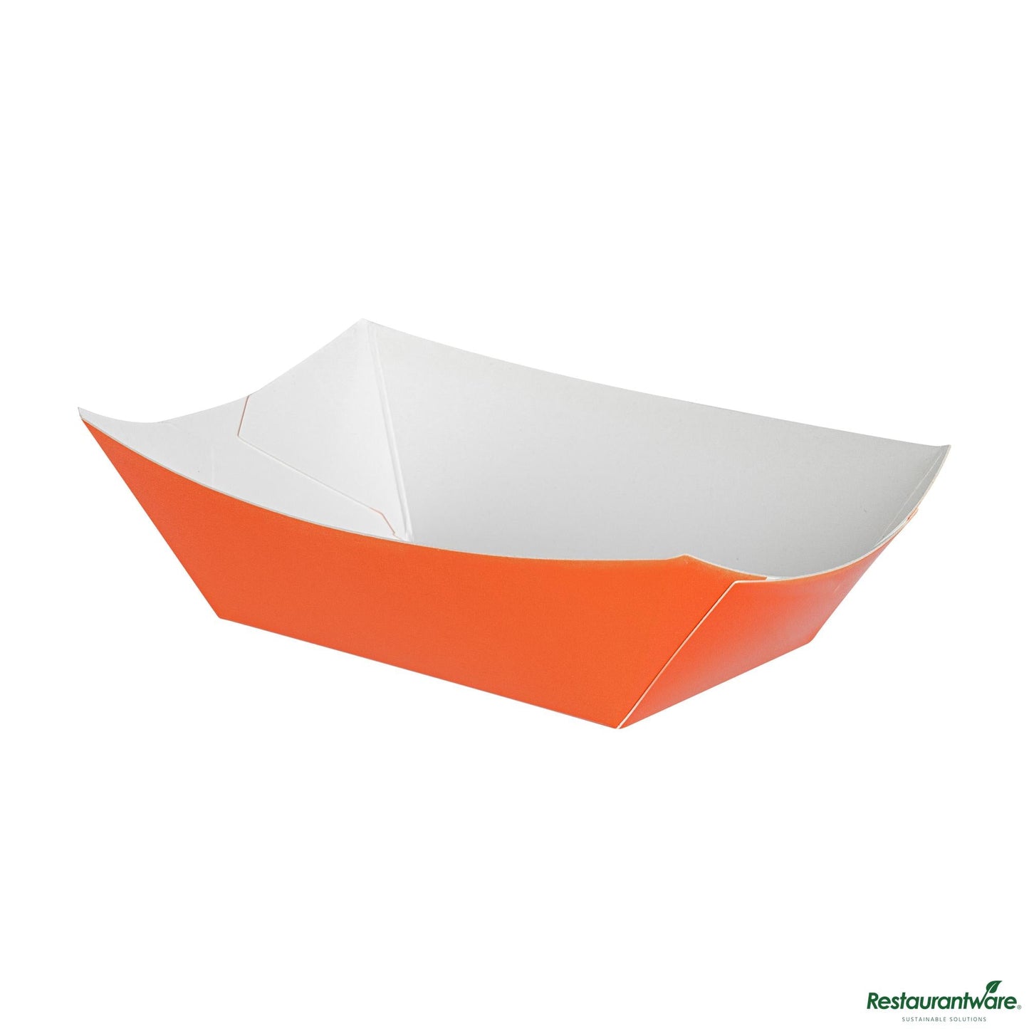 Restaurantware Bio Tek 6 Oz Tangerine Orange Paper #40 Boat - 3 1/4" X 2" X 1 1/2"