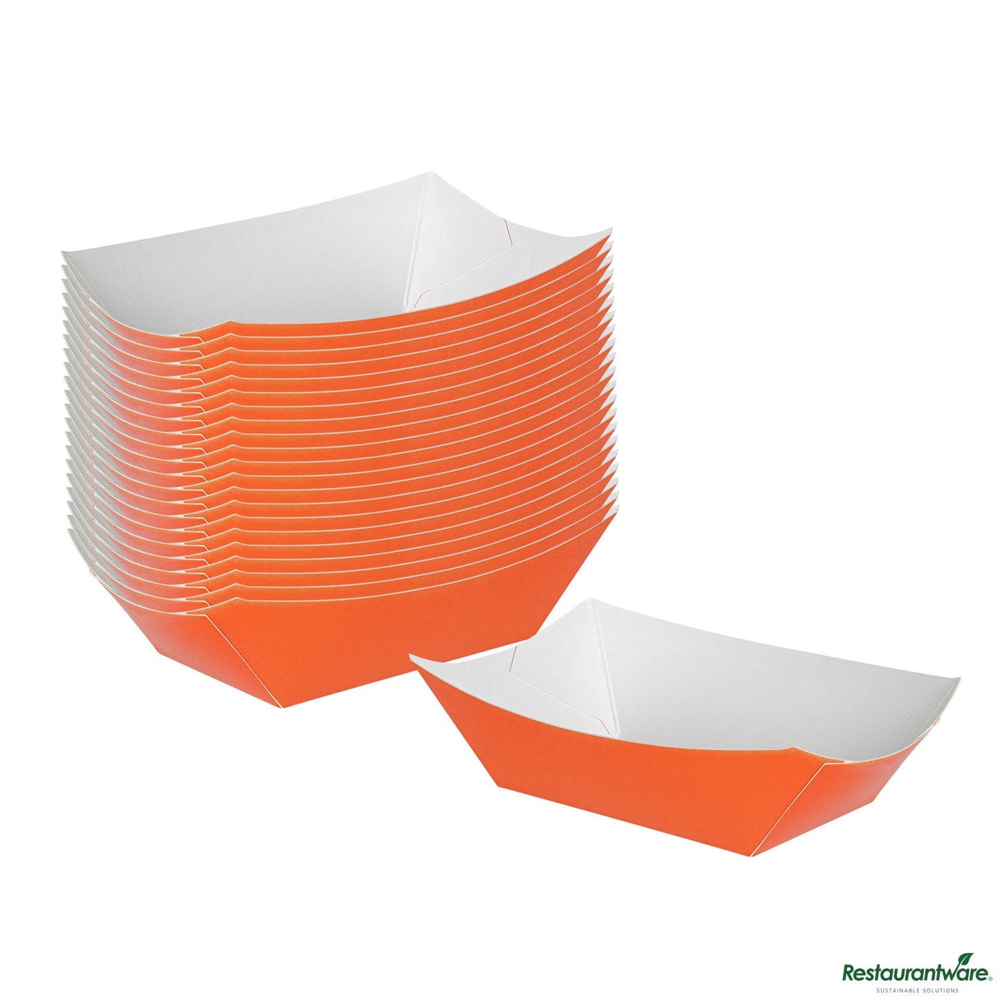 Restaurantware Bio Tek 6 Oz Tangerine Orange Paper #40 Boat - 3 1/4" X 2" X 1 1/2"