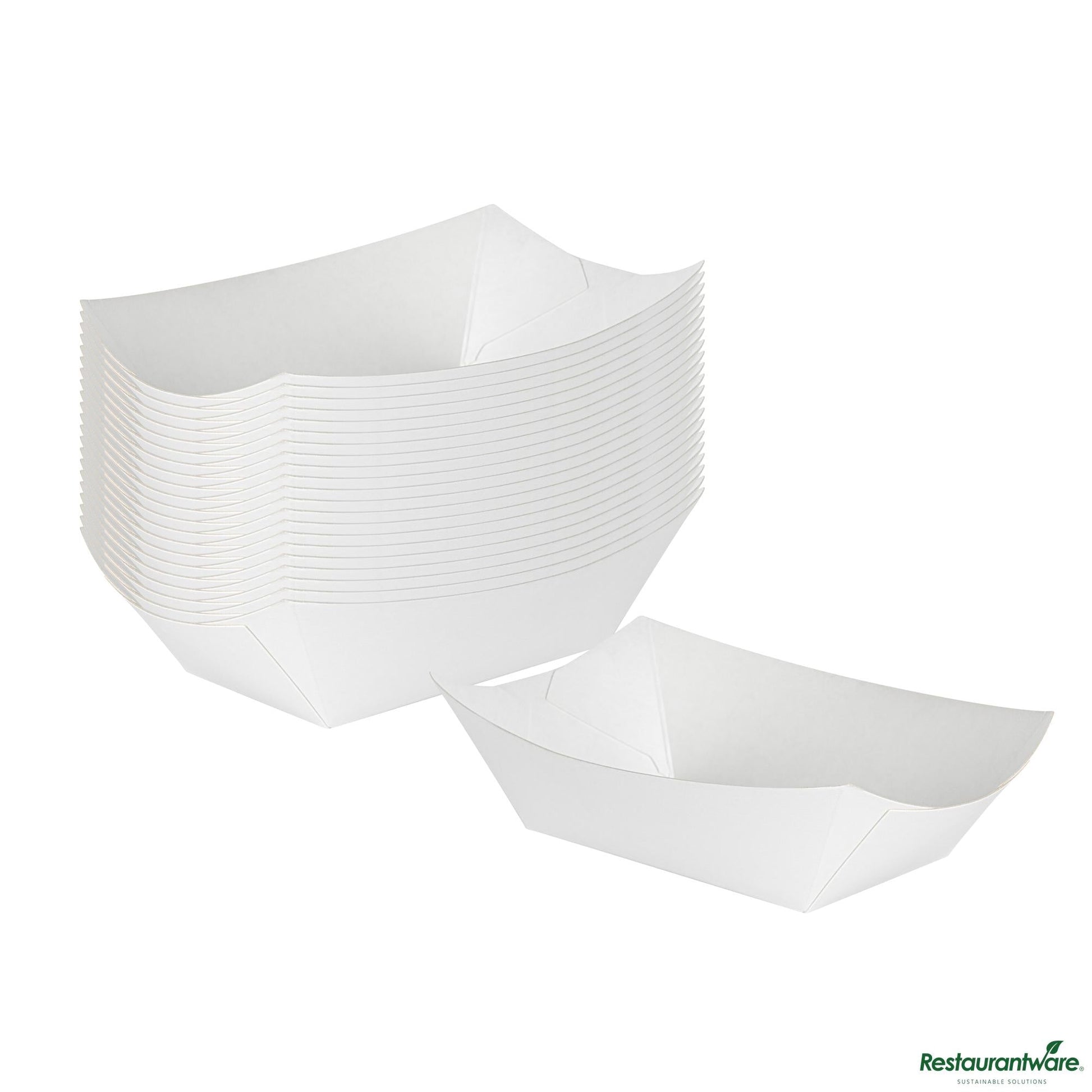 Wholesale Restaurantware Bio Tek 6 Oz White Paper #40 Boat - 3 1/4" X 2" X 1 1/2"- Bulk