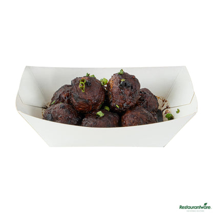 Wholesale Restaurantware Bio Tek 6 Oz White Paper #40 Boat - 3 1/4" X 2" X 1 1/2"- Bulk