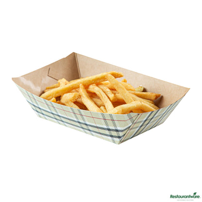 Wholesale Restaurantware Bio Tek 1/2 Lb Plaid Paper #50 Boat - 4 1/4" X 2 3/4" X 1 1/2"- Bulk