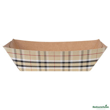 Wholesale Restaurantware Bio Tek 1/2 Lb Plaid Paper #50 Boat - 4 1/4" X 2 3/4" X 1 1/2"- Bulk
