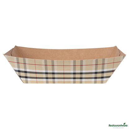 Wholesale Restaurantware Bio Tek 1/2 Lb Plaid Paper #50 Boat - 4 1/4" X 2 3/4" X 1 1/2"- Bulk
