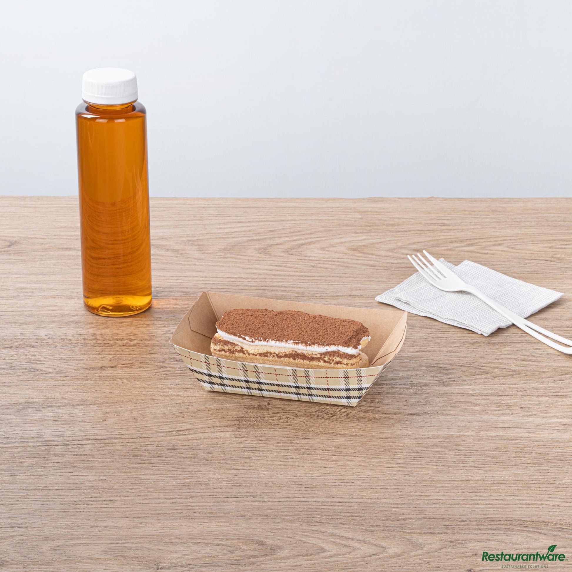 Wholesale Restaurantware Bio Tek 1/2 Lb Plaid Paper #50 Boat - 4 1/4" X 2 3/4" X 1 1/2"- Bulk