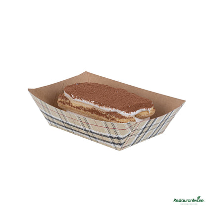 Wholesale Restaurantware Bio Tek 1/2 Lb Plaid Paper #50 Boat - 4 1/4" X 2 3/4" X 1 1/2"- Bulk